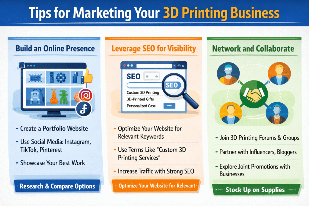 How to make money with 3D printing marketing strategy using SEO social media and online store