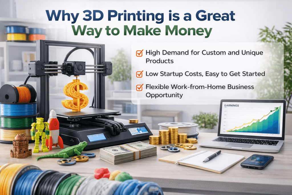 How to make money with 3D printing using profitable home business setup with printer and custom products