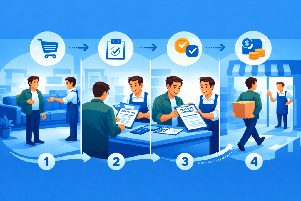 how in house financing works step by step process illustration