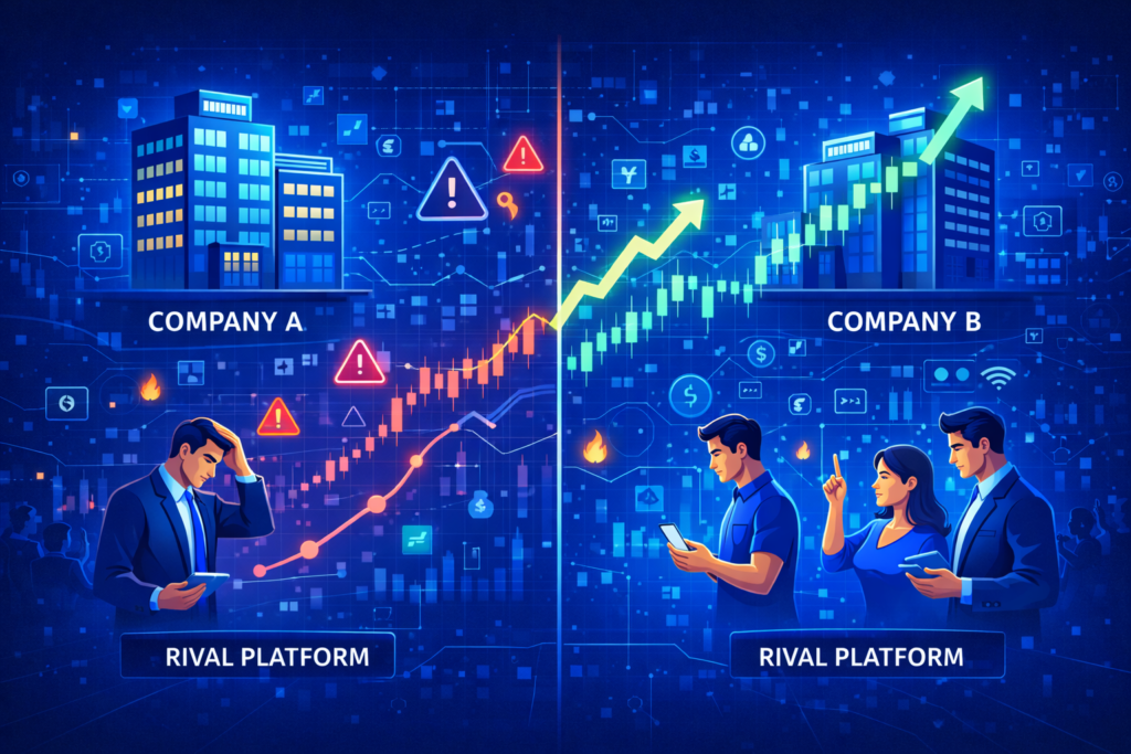 Jio Finance share target 2030 analysis showing rival fintech platforms competing for market share while investors evaluate stock risk factors.