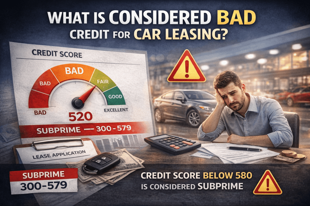 How to lease a car with bad credit credit score chart showing subprime range below 580